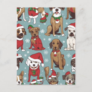 Christmas cute dog pattern postcard