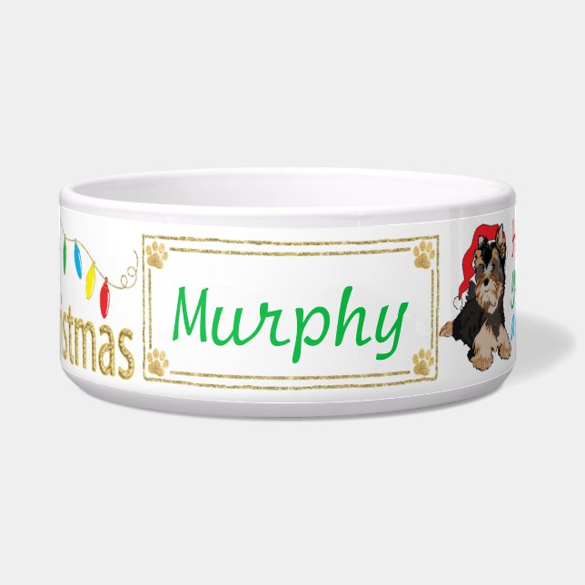Christmas Cute Dog Pet Bowl Furry Little Xmas (Front)