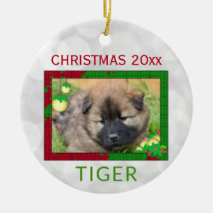 Christmas Cute Dog Pet Photo Ceramic Tree Decoration