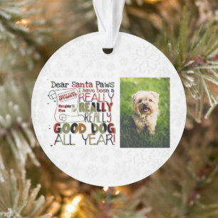 Christmas Cute Dog Photo Santa Paws Ornament