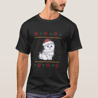 Christmas Cute Dog with Christmas Hat Fairy Lights T-Shirt