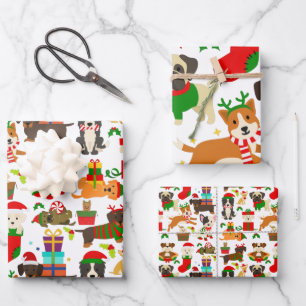Christmas Cute Dog Wrapping Paper Sheet