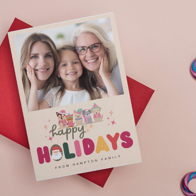 Christmas cute dogs colourful modern holiday card (Creator Uploaded)