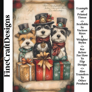 Christmas Cute Dogs Steampunk Vibe BK9 Decoupage Tissue Paper