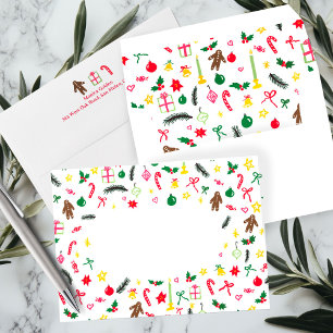 CHRISTMAS Cute Doodle Whimsical CUSTOM Holiday  Envelope