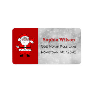 Christmas Cute Festive Cartoon Santa Red Label