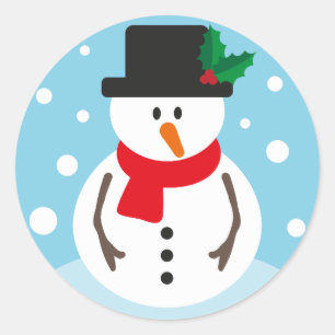 Christmas Cute Festive Cartoon Snowman Classic Round Sticker