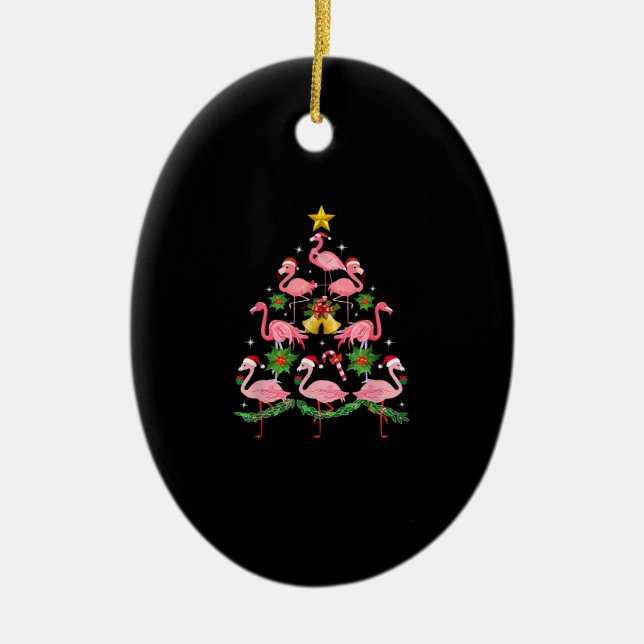 Christmas - Cute Flamingo Christmas Tree Ceramic Tree Decoration (Front)