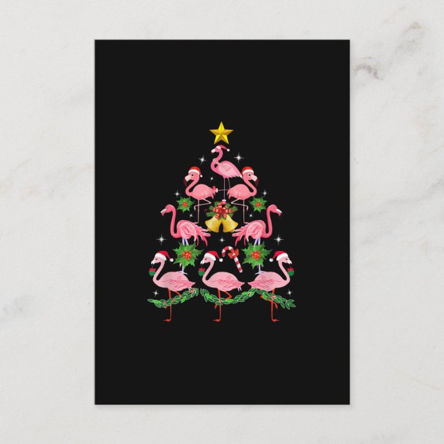 Christmas - Cute Flamingo Christmas Tree Enclosure Card (Front)