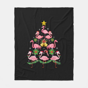 Christmas - Cute Flamingo Christmas Tree Fleece Blanket