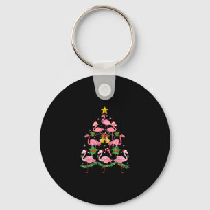 Christmas - Cute Flamingo Christmas Tree Key Ring