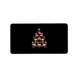 Christmas - Cute Flamingo Christmas Tree Label