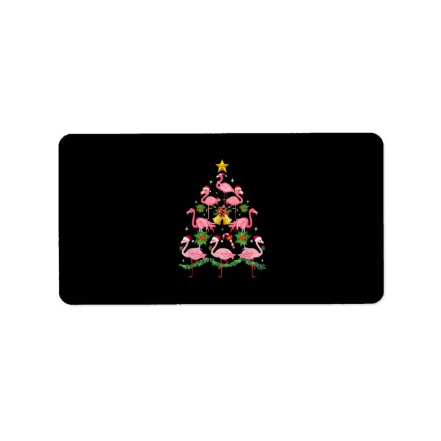 Christmas - Cute Flamingo Christmas Tree Label (Front)