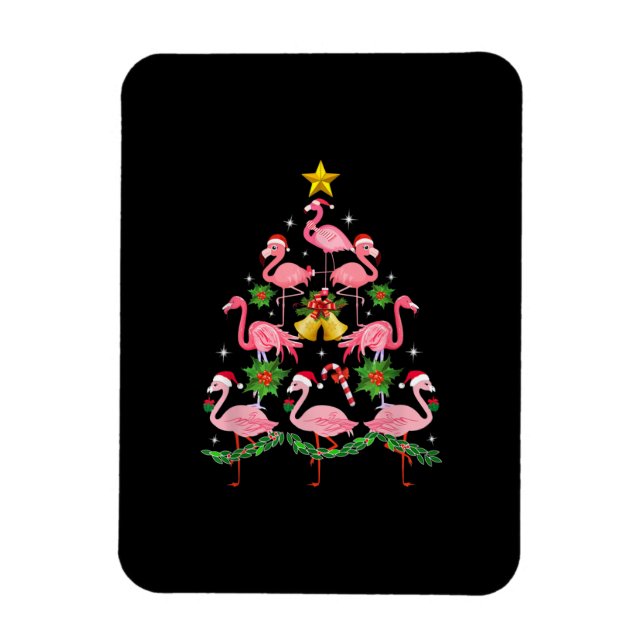 Christmas - Cute Flamingo Christmas Tree Magnet (Vertical)