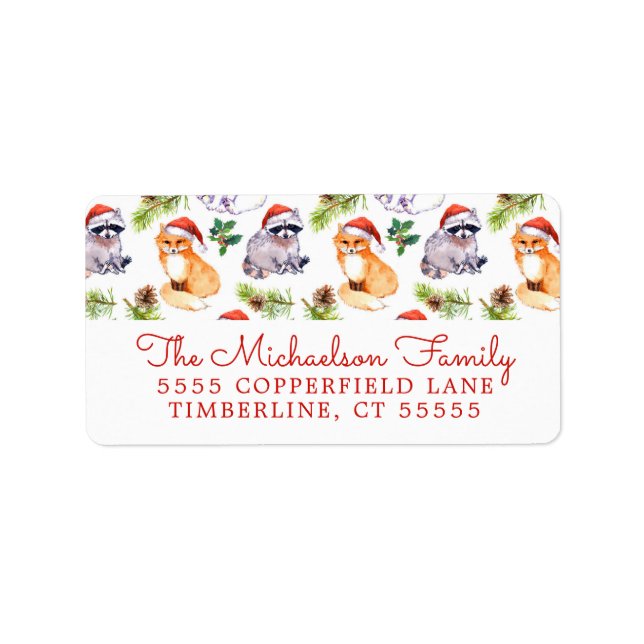 Christmas | Cute Forest Animals Pattern Label (Front)