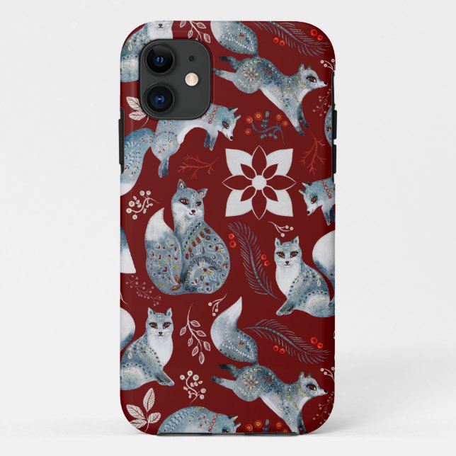 Christmas cute forest fox animals pattern   Case-Mate iPhone case (Back)