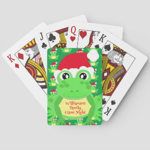 Christmas Cute Frog Santa Hat Green Novelty Playing Cards
