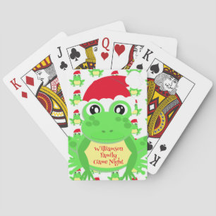 Christmas Cute Frog Santa Hat White Novelty Playing Cards