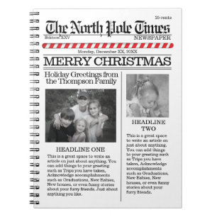Christmas Cute Fun North Pole Newspaper Notebook