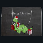 Christmas cute funny Santa dinosaur chalkboard Large Gift Bag<br><div class="desc">Christmas cute trendy Santa dinosaur winter chalkboard design. You can customise product by adding your name nickname monogram or change text.</div>