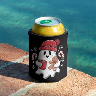 Christmas Cute Ghost Iced Coffee Retro Xmas Coffee Can Cooler