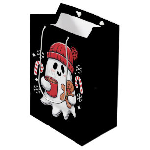 Christmas Cute Ghost Iced Coffee Retro Xmas Coffee Medium Gift Bag
