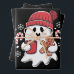 Christmas Cute Ghost Iced Coffee Retro Xmas Coffee Wrapping Paper Sheet<br><div class="desc">Christmas Cute Ghost Iced Coffee Retro Xmas Coffee Holiday</div>