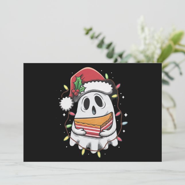 Christmas Cute Ghost Santa Party Xmas Holiday  Card (Standing Front)