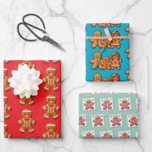Christmas Cute Gingerbread Cookies Wrapping Paper Sheet