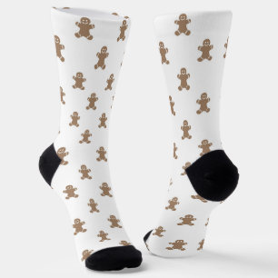Christmas cute gingerbread man cookies pattern socks