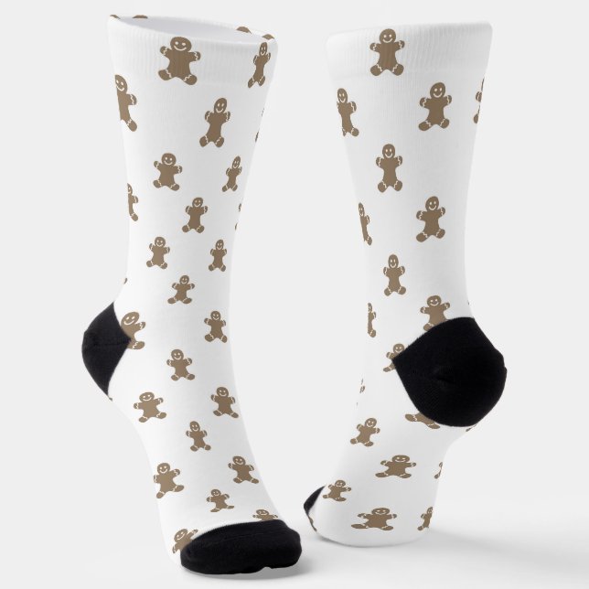 Christmas cute gingerbread man cookies pattern socks (Angled)