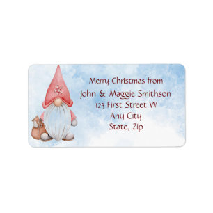 Christmas Cute Gnome Scene Custom Label