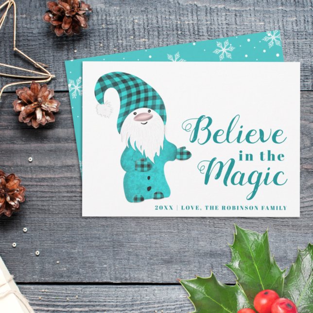 Christmas Cute Gnome Teal Blue Winter  Holiday Card (Creator Uploaded)