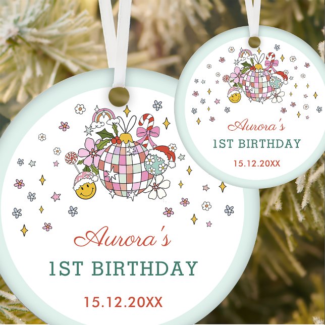 Christmas Cute Groovy Ball Birthday Party  Ceramic Tree Decoration (Creator Uploaded)