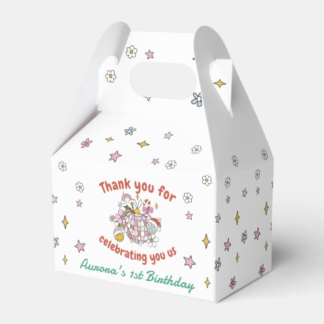 Christmas Cute Groovy Ball Birthday Party Favour Box (Front Side)