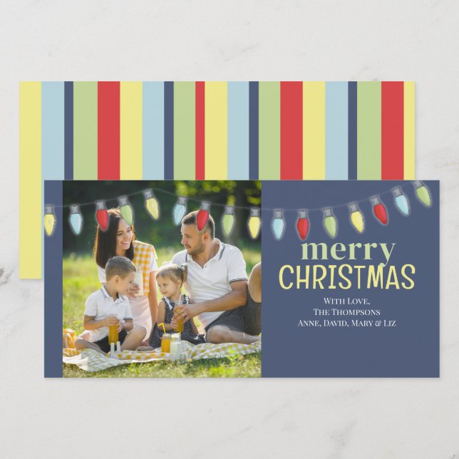 Christmas Cute Holiday String Lights Festive Card (Front/Back)