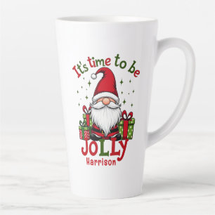 Christmas Cute Jolly Santa Personalised Name Latte Mug