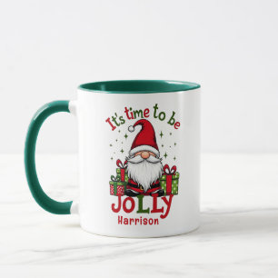 Christmas Cute Jolly Santa Personalised Name Mug