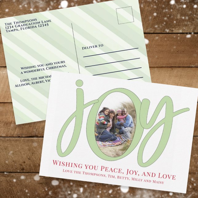 Christmas Cute Joy Typography Simple Whimsical Holiday Postcard (Creator Uploaded)