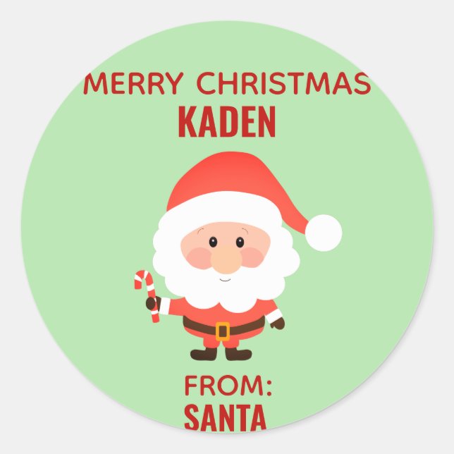 Christmas Cute Kids Cartoon Santa Classic Round Sticker (Front)