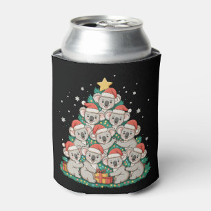Christmas Cute Koala Tree Funny Xmas Holiday Can Cooler
