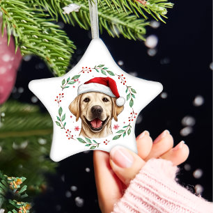 Christmas Cute Labrador Dog Personalised Ceramic Tree Decoration
