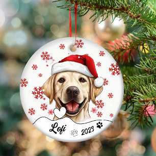 Christmas Cute Labrador Dog Personalised Ceramic Tree Decoration