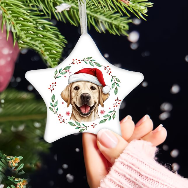 Christmas Cute Labrador Dog Personalised Ceramic Tree Decoration (Creator Uploaded)