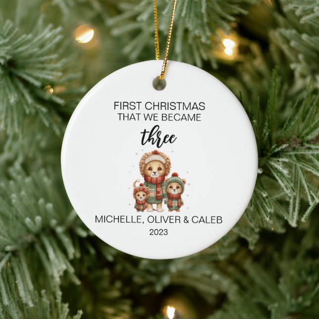Christmas Cute Lion Family of Three Ceramic Tree Decoration (Tree)