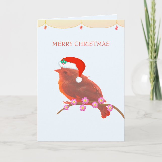 Christmas cute little bird card (Front)