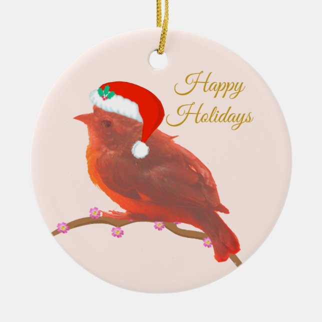 Christmas cute little bird ceramic tree decoration (Front)