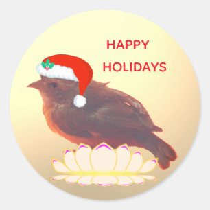 Christmas cute little bird classic round sticker