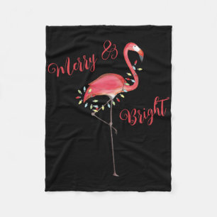 Christmas Cute Nk Flamingo String Lights T Shirt  Fleece Blanket