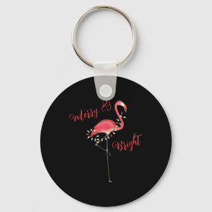 Christmas Cute Nk Flamingo String Lights T Shirt Key Ring